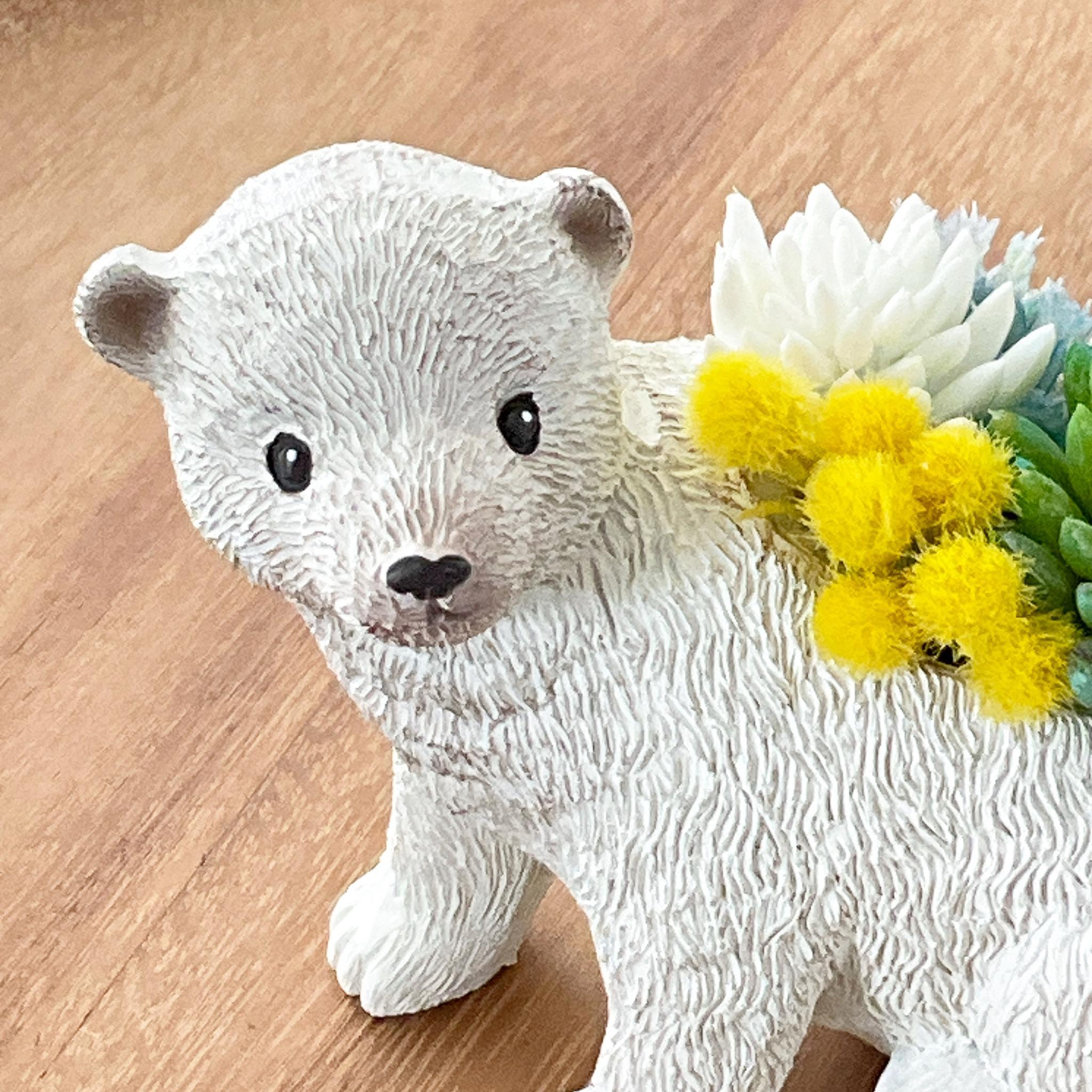 動物モチーフ　多肉植物(フェイク)の寄せ植え　しろくまさん | 2枚目